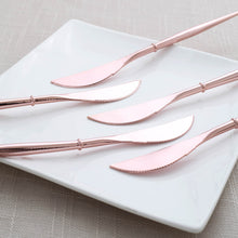 24 Pack | Rose Gold 8inch Heavy Duty Plastic Knives, Modern Flatware, Disposable Plastic Silverware