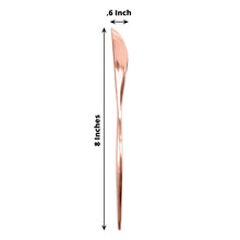 24 Pack of Premium Heavy Duty Disposable Modern Silverware Knives Flatware Cutlery Glossy Rose Gold Color 8 Inch