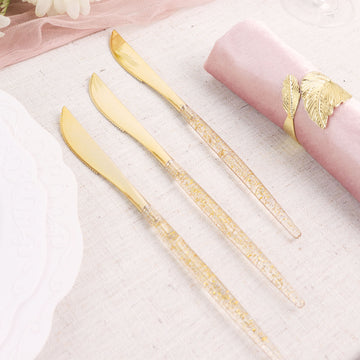 Add a Touch of Elegance to Your Table with Gold Glittered Disposable Knives