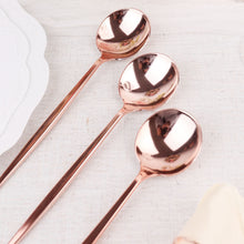 24 Pack Glossy Blush & Gold Premium 8 Inch Heavy Duty Disposable Modern Silverware Spoons Cutlery 