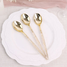 24 Pack of Disposable Spoons Plastic Silverware Cutlery Gold Glitter Finish