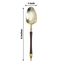 24 Pack | 6inch Gold / Brown European Style Plastic Dessert Spoons With Roman Column Handle
