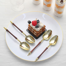 24 Pack | 6inch Gold / Brown European Style Plastic Dessert Spoons With Roman Column Handle
