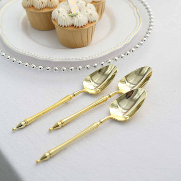 Add a Touch of Elegance to Your Table with Gold European Style Plastic Dessert Spoons