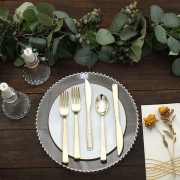 Gold Plastic Silverware Set for Weddings and Parties
