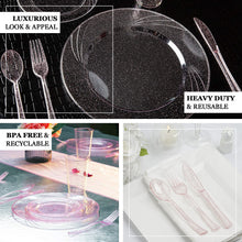 25 Pack Transparent Blush Glitter Classic Heavy Duty Plastic Knives, Sparkly Disposable Utensils