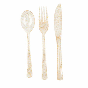 Durable and Versatile Gold Glitter Silverware for Events