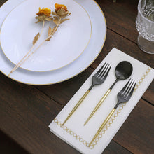 24 Pack | 6inch Black / Gold Premium Plastic Fork / Spoon Utensil Set