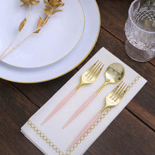 24 Pack | 6inch Gold / Rose Gold Premium Plastic Fork / Spoon Utensil Set