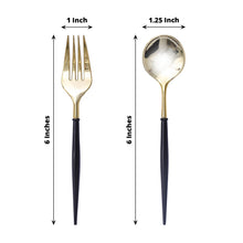 24 Pack | 6inch Gold / Black Premium Plastic Fork / Spoon Utensil Set