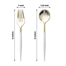 24 Pack | 6inch Gold / Ivory Premium Plastic Fork / Spoon Utensil Set