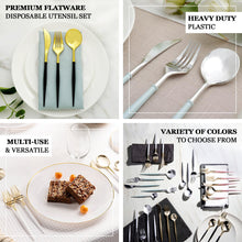 24 Pack of Premium Plastic Modern Silverware Cutlery Set With Rose Gold Handle Metallic Gold Color 8 Inch 
