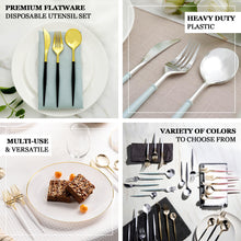 Heavy Duty 8 Inch 24 Pack Silver Modern Plastic Disposable Cutlery Set