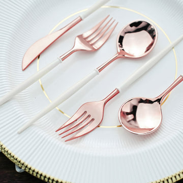 Add Elegance to Your Tablescape with the Rose Gold Modern Silverware Set