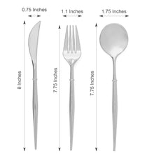 8 Inch 24 Pack Silver Modern Heavy Duty Plastic Disposable Cutlery Set