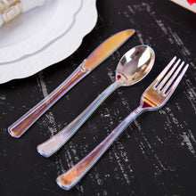 Disposable Plastic Iridescent Party Silverware Cutlery Set 24 Pack 