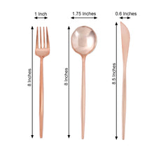 24 Pack Knife Fork & Spoon Silverware Set With Shiny Finish Rose Gold Blush Plastic 8 Inch