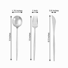 24 Pack Knife Fork & Spoon Silverware Set With Shiny Finish Silver Plastic 8 Inch