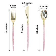 Pack of 24 Blush & Rose Gold Glittered Gold Plastic Disposable Cutlery Set 8 Inch 
