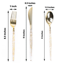 Gold Glittered Plastic Disposable Cutlery Set 8 Inch 24 Pack 