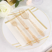 24 Pack Plastic Clear Utensil Set with Gold Glitter