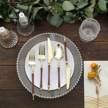Upgrade Your Table Setting with Gold/Brown European Plastic Utensil Set