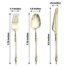 24 Pack Disposable Clear And Gold Glittered Utensils With Roman Column Handle