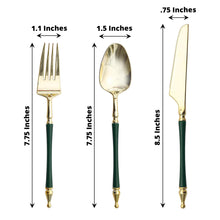 Gold And Hunter Green Disposable Utensils With Roman Column Handle