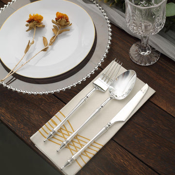 Elevate Your Event Decor with Silver European Style Plastic Utensil Set