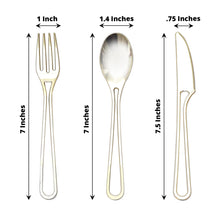 Gold Hollow Handle Style Heavy Duty Plastic Forks Spoons Knives 7 Inches