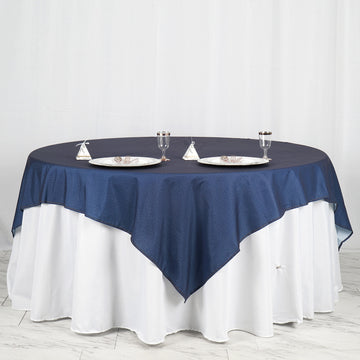 72"x72" Dark Blue Faux Denim Polyester Square Table Overlay