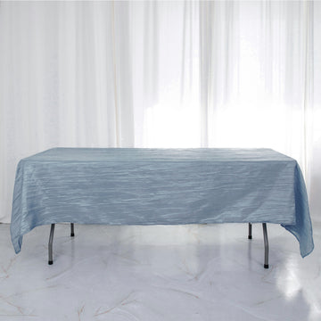 Elevate Your Event with the Dusty Blue Accordion Crinkle Taffeta Seamless Rectangle Tablecloth