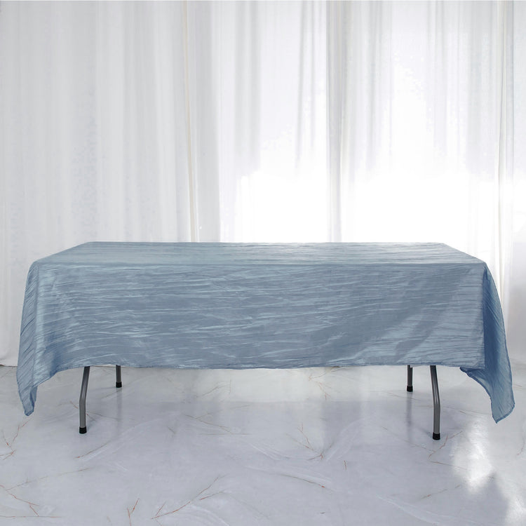 60X102 Inch Dusty Blue Accordion Crinkle Taffeta Rectangle Tablecloth