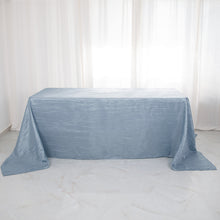 90 Inch x 132 Inch Rectangular Tablecloth In Dusty Blue Accordion Crinkle Taffeta