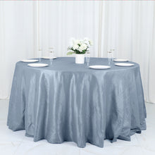 Dusty Blue Seamless Round Tablecloth 132 Inch Crinkle Taffeta