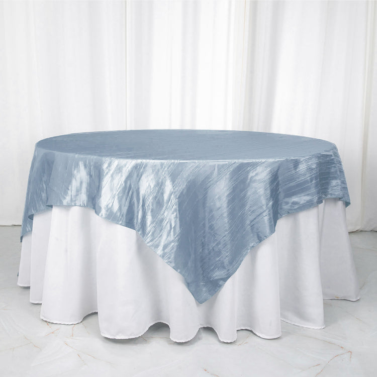 90 Inch x 90 Inch Square Dusty Blue Accordion Crinkle Taffeta Table Overlay