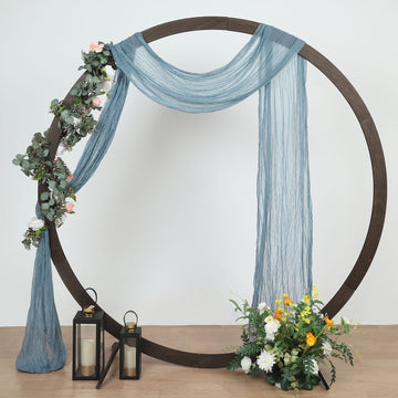 Dusty Blue Gauze Cheesecloth Fabric Wedding Arch Decorations, Window Scarf Valance Drapes, Boho Arbor Curtain Panel 20ft