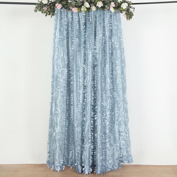 8ftx8ft Dusty Blue 3D Leaf Petal Taffeta Fabric Photo Backdrop Curtain
