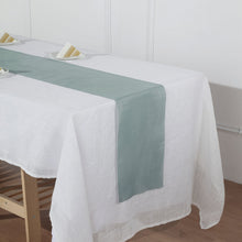 Dusty Blue Linen Slubby Textured Wrinkle Resistant Table Runner 12 Inch x 108 Inch