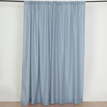 2 Pack Dusty Blue Polyester Drapery Panels With Rod Pockets, Photography Backdrop Curtains, 130 GSM 10ftx8ft