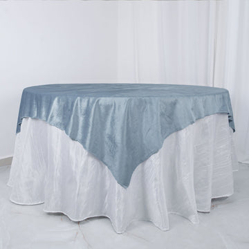 Dusty Blue Premium Soft Velvet Table Overlay, Square Tablecloth Topper 72"x72"