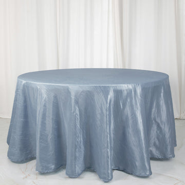 Dusty Blue Seamless Accordion Crinkle Taffeta Round Tablecloth 120"