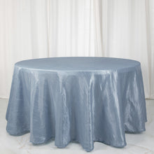 120 Inch Dusty Blue Accordion Crinkle Taffeta Round Tablecloth