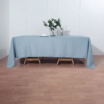 Dusty Blue Seamless Polyester Rectangle Tablecloth, Reusable Linen Tablecloth 72"x120"