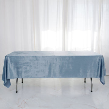 Dusty Blue Seamless Premium Velvet Rectangle Tablecloth, Reusable Linen 60"x102"