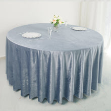 Premium Velvet Round Tablecloth 120 Inch Dusty Blue Seamless Reusable