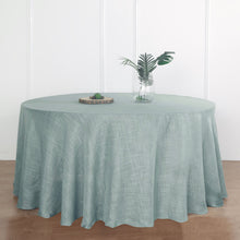 Dusty Blue Linen Wrinkle Resistant Round Tablecloth 120 Inch Slubby Textured 