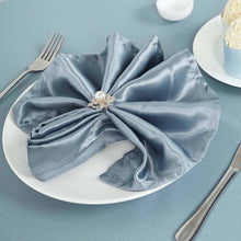Dusty Blue Seamless Wrinkle Resistant Satin Cloth Dinner Napkins 5 Pack 20 Inch x 20 Inch
