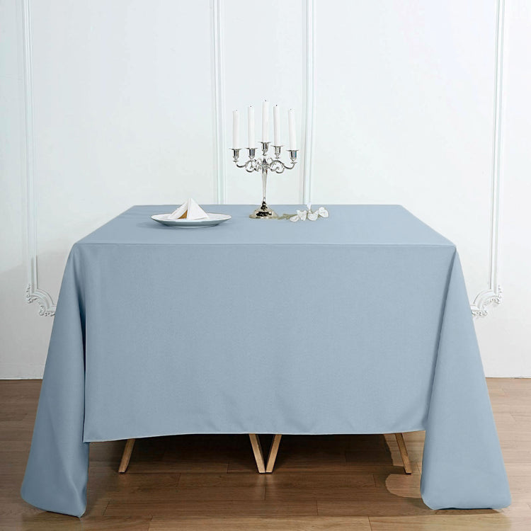 Dusty Blue Polyester Square Tablecloth 90 Inch
