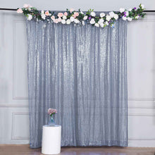 8ftx8ft Dusty Blue Semi-Sheer Sequin Photo Backdrop Curtain Panel, Event Background Drape